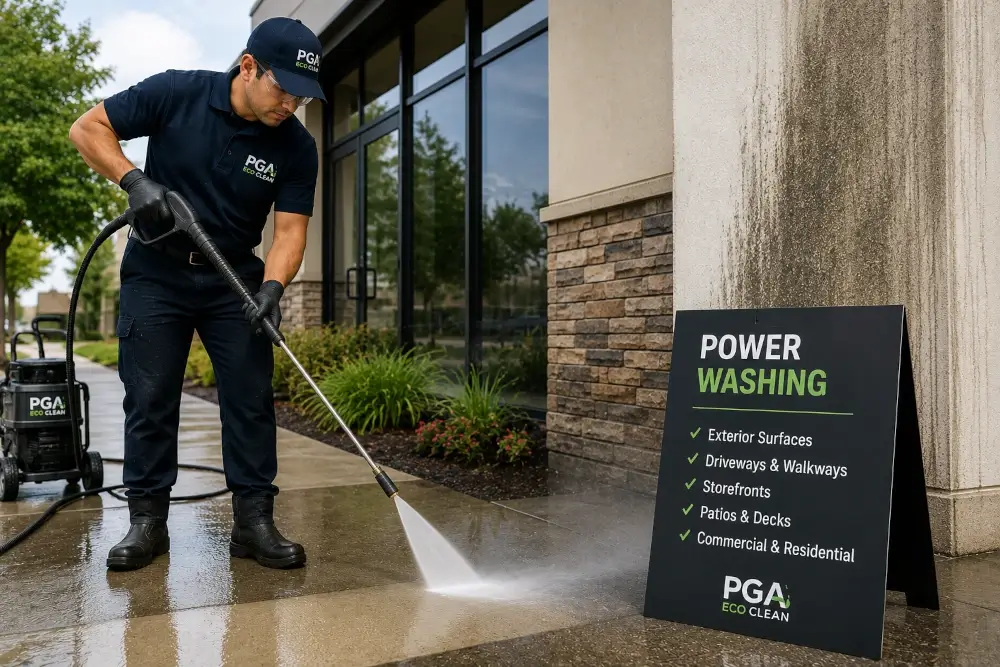 Power washing services for exterior commercial and residential surfaces