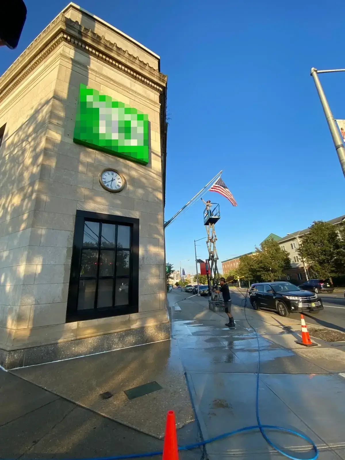 Commercial power washing project in Newark New Jersey